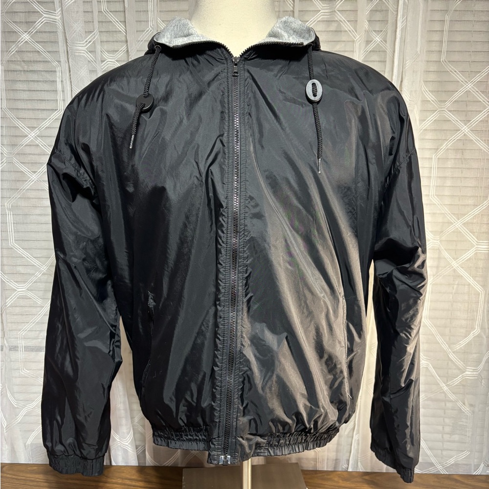 Acadia men’s XL zip black hooded wind/water resistant 100% nylon